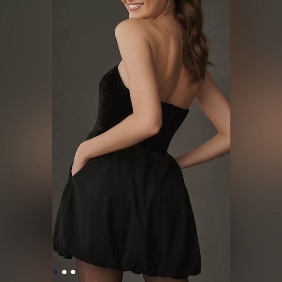 New Reformation St. Louis Strapless Dress Women Size 12 Black Velvet Party - Picture 16 of 16